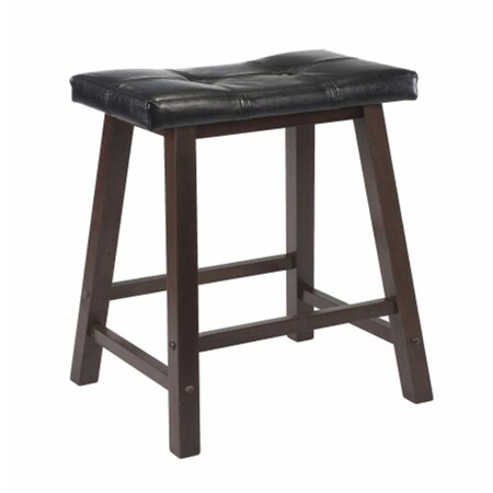Doba-Bnt 29 in. Cushion Saddle Seat Stool  Black Faux Leather  Wood Legs  RTA - Antique Walnut SA874238